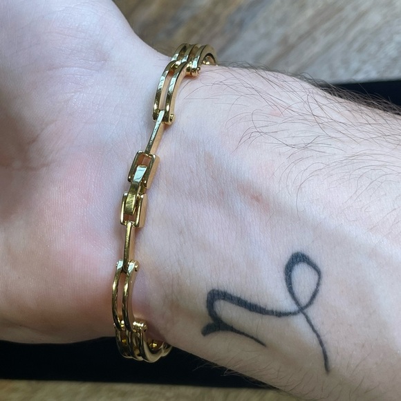 Vintage Deadstock 24KT Gold Filled Gate Link 7” Bracelet - Picture 6 of 8